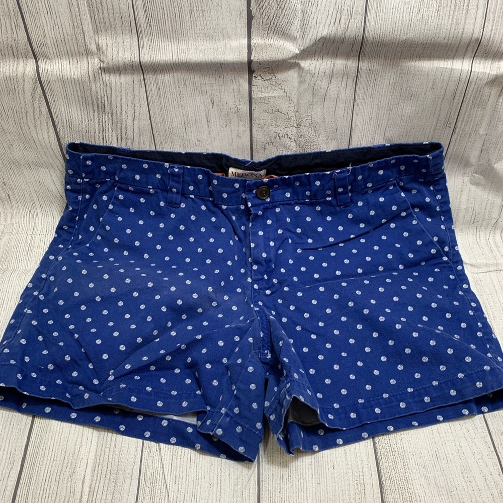 Merona Women’s Blue with White Polkadots Cotton Shorts Size 14